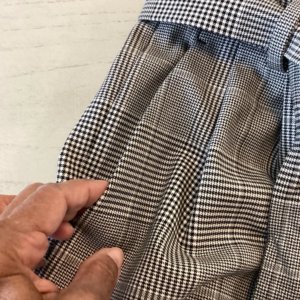 J. Crew Black White Houndstooth High-Waisted Wide-Leg Cropped Pants 6 EUC $109 - Picture 11 of 12